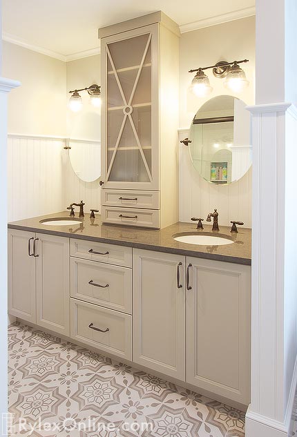 Double Vanity Bathroom Cabinet with On Counter Cabinet