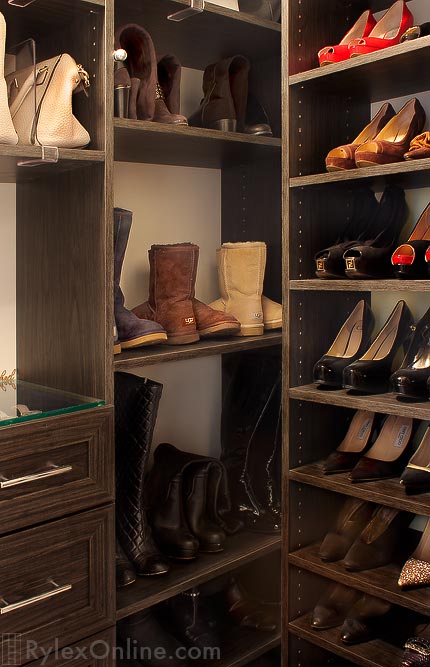 Master Closet with Adjustable Shoe and Boot Shelves