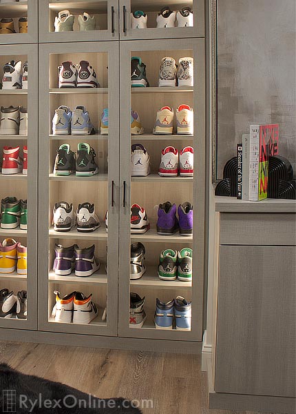 Backlighting Cabinet Closet Showcases Shoe Collection