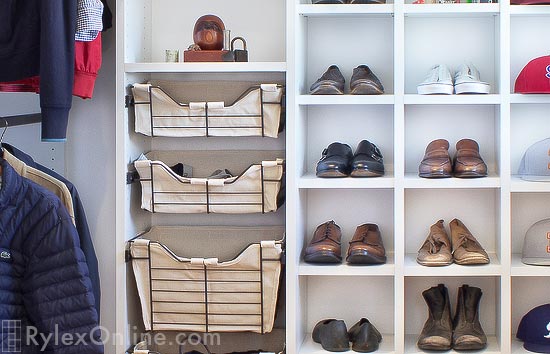 Custom Closet with Lined Sliding Baskets