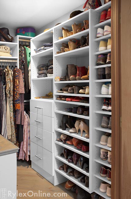 Master Closet with Ample Shoe Shelf Storage