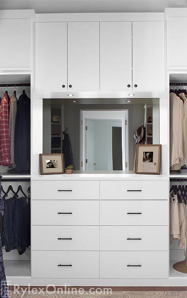 Closet Cabinets with Drawers and Mirror