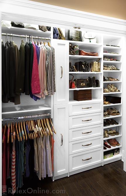 Master Closet with Accessory Bracelet Bar and Necklace Hooks