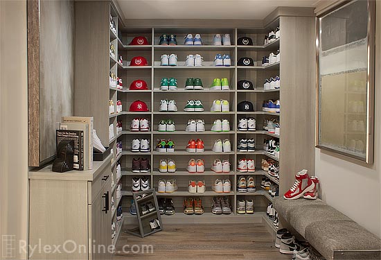 Master Closet for Shoe Collectors with Easy Access Shelving