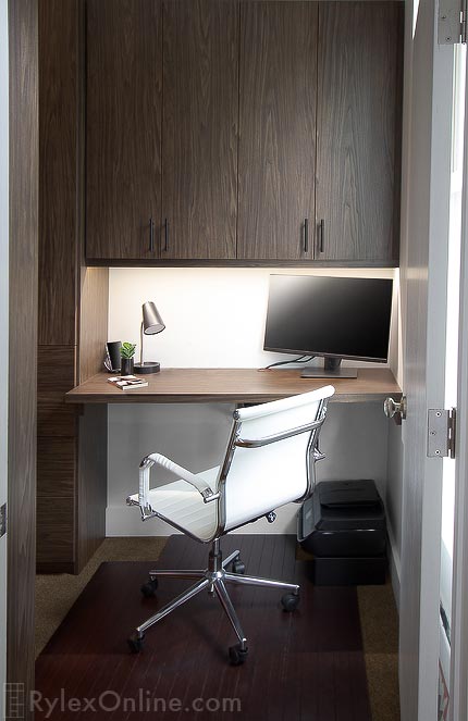 Small Desk Tucked in Master Closet