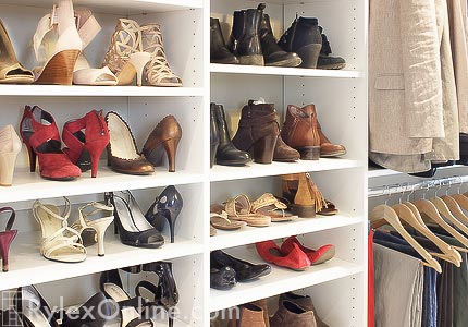 Custom Closet with Adjustable Shoe Shelves
