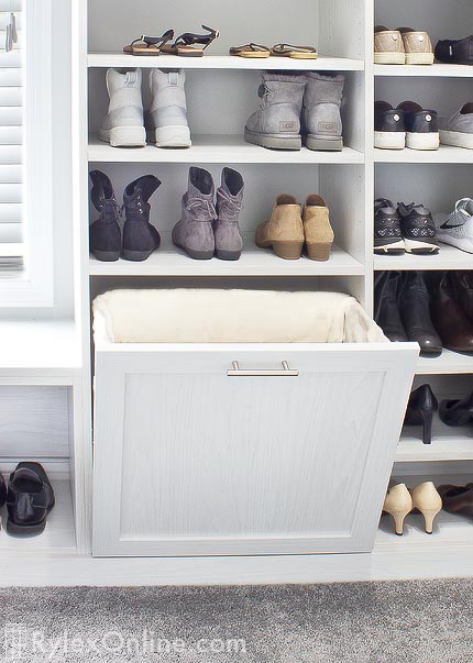 Spacious Shoe Shelves and Tilt Out Laundry Hamper