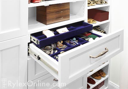 Double Drawer Velvet Lined Jewelry Drawer