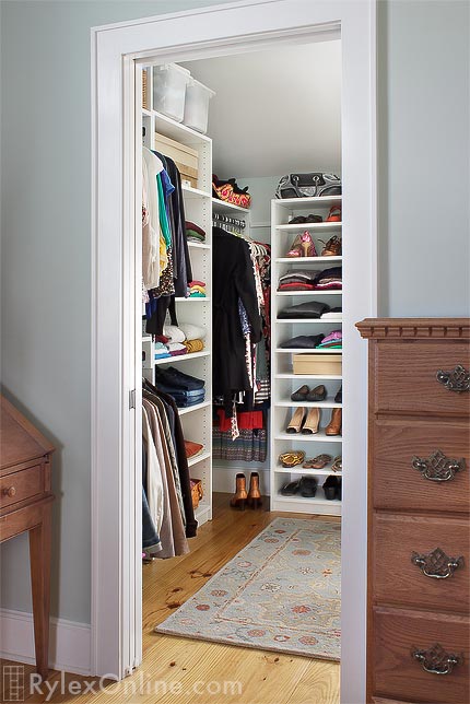 White Closet with Open Shelving