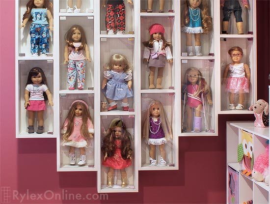 Wall Mounted Doll Cases with Magnetic Glass Doors Close