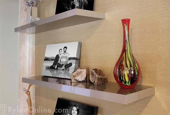 High Glossy Floating Wall Shelves Close Up