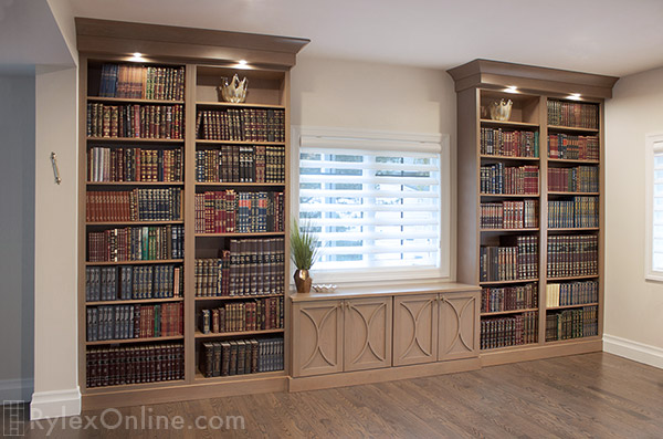 Floor to Ceiling Library Bookcases Built-In