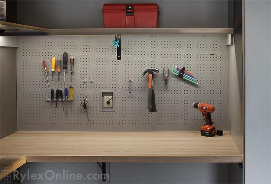 Custom Garage Cabinets with Maple Wood Work Top