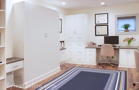 Murphy Bed Cabinet In Home Office with Abundant Lateral File Cabinets
