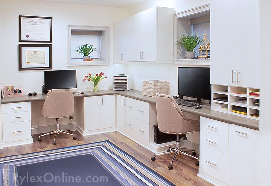 Personal Home Office with Dual Desk and Expansive Work Surface