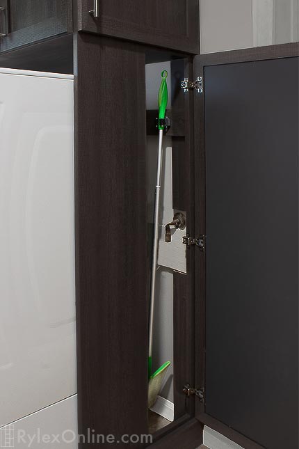 Cabinet with Concealed Mop and Broom Hooks