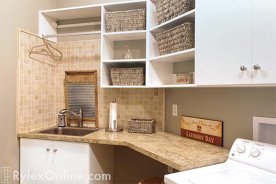 Laundry Room Cabinets with Drying Rod