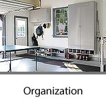 Garage Organization Cabinets and Shoe Shelves