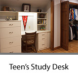 Teen Study Desk, Shelves and Built-in Closet
