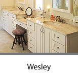 Bathroom Double Vanity with Granite Counter and Makeup Counter
