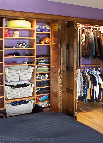 Open Closet Shelves and Hanging Rods
