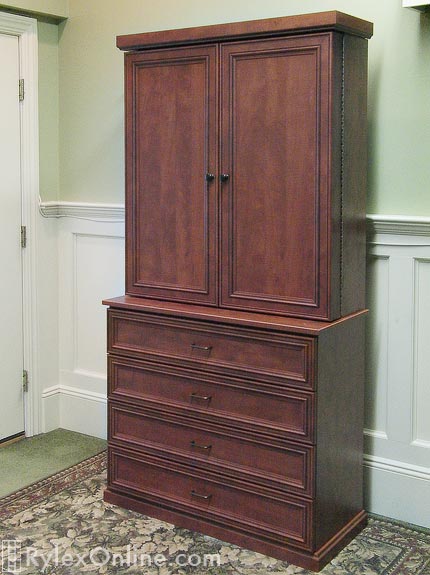 Free Standing Jewelry Cabinet with Drawers Doors Closed