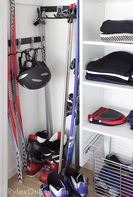 Sports Closet with Wall Mounted Ski Hooks