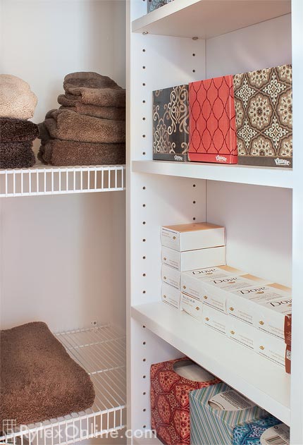 Adjustable Wire and Melamine Shelving Linen Closet