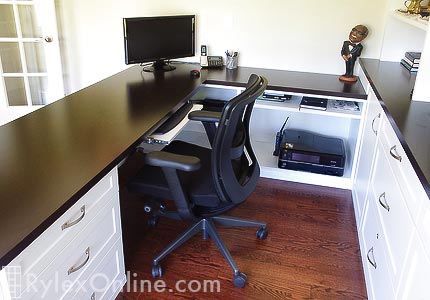 Home Office Desktop Overview with Locking File Drawers