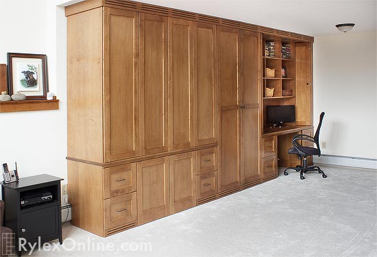 Large Cabinet Conceals Dual Offices with Floor to Ceiling Storage