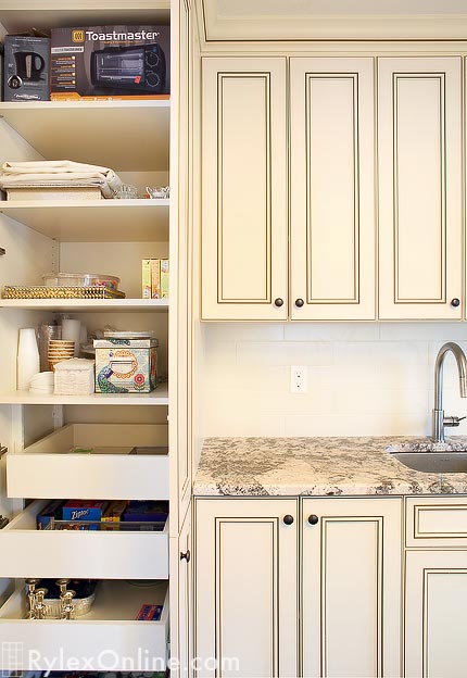 Kitchen Pantry Cabinet with Pullout Drawers and Shelves