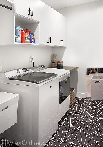 Laundry Room with Pass Through for Laundry Basket