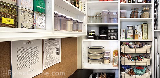 Kitchen Pantry Closet with Corkboard Wall