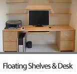 Floating Shelves with Office Desk